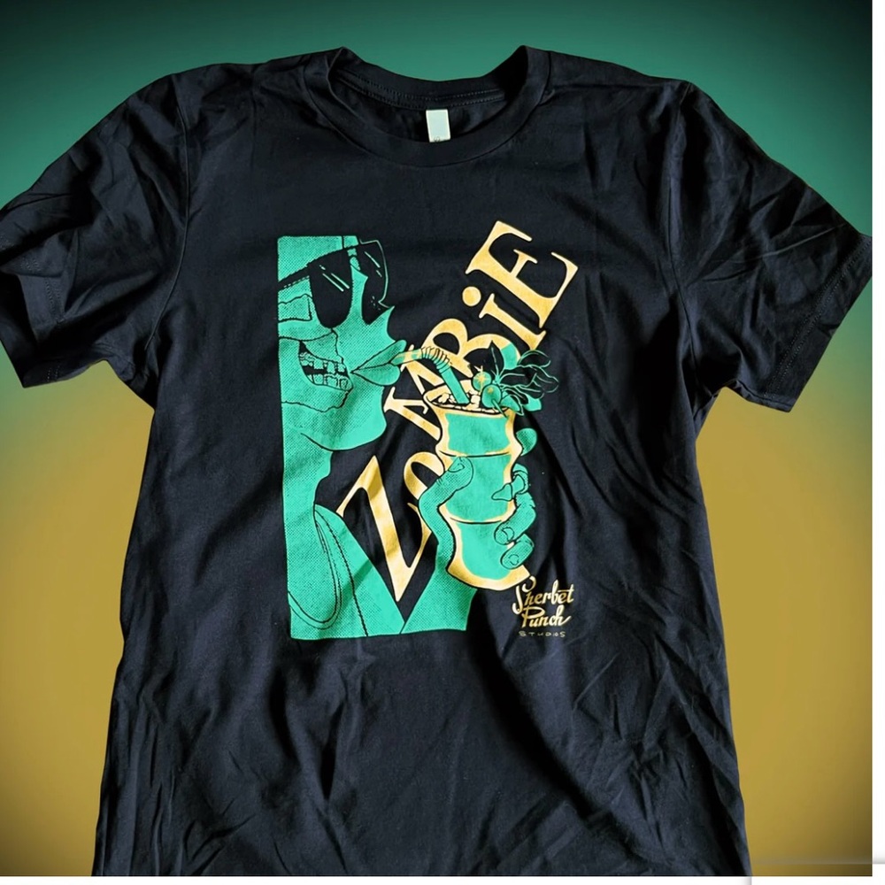 Tiki Zombie Graphic T-Shirt Black Neon Green Yellow XXL